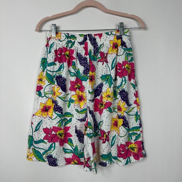 2/$30 Claudia Barnes Hawaiian Pullon Wide Leg Shorts White Multi M #A0491 TRB3 - Picture 4 of 8